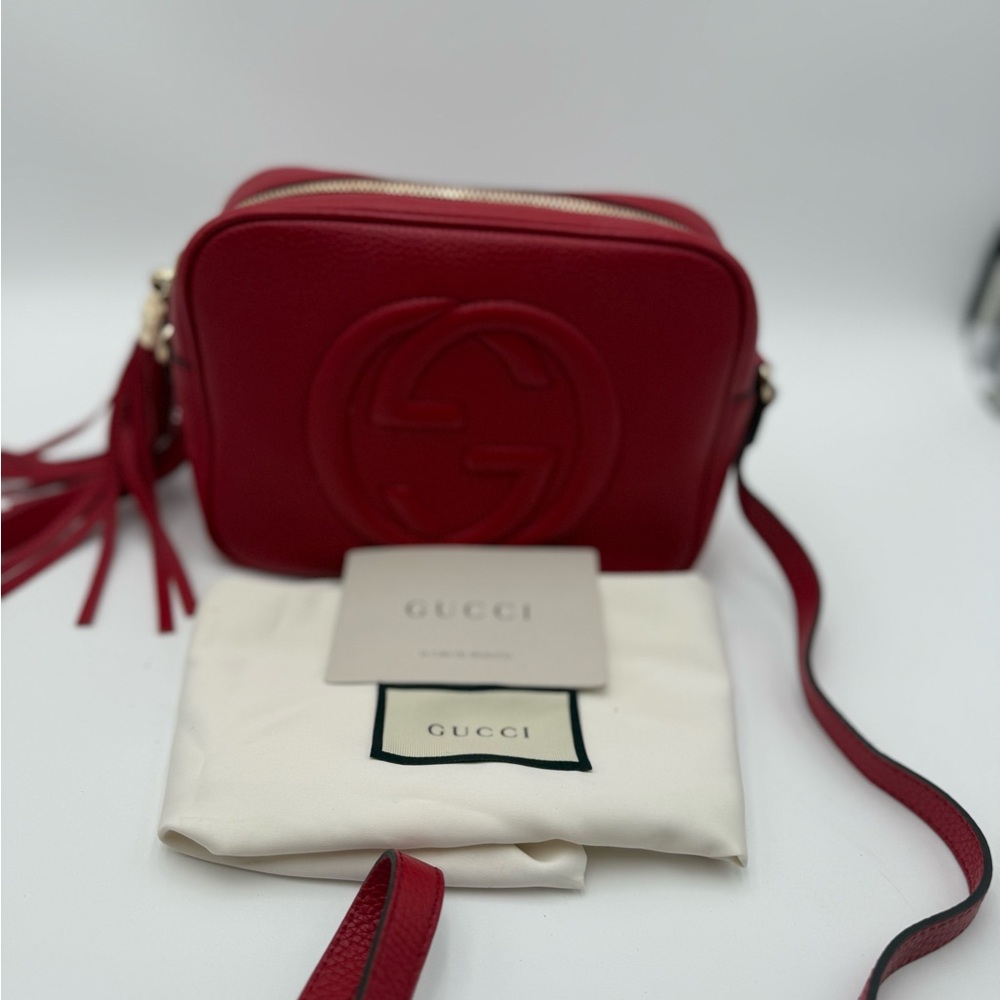 Gucci Red Soho Disco Crossbody Bag with Tassel